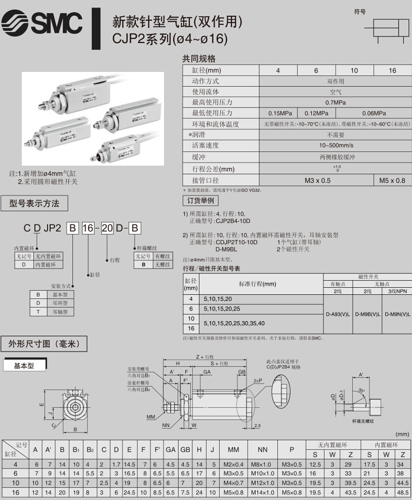 SMC雙作用氣缸